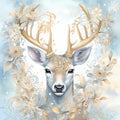 Light Blue and Gold Christmas Fabric Panel 31