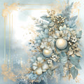 Light Blue and Gold Christmas Fabric Panel 40
