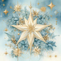 Light Blue and Gold Christmas Fabric Panel 5