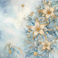 Light Blue and Gold Christmas Fabric Panel 7