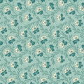 Light Teal Floral Garland Lost Gardens of Heligan Cotton 43"/44" Fabric Per Yard