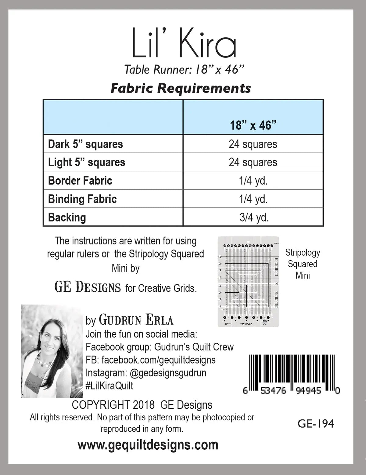 Lil' Kira - Table Runner Pattern 194