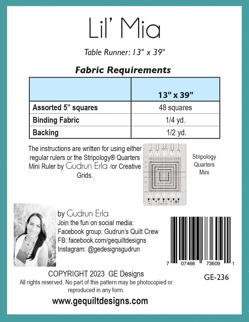 Lil' Mia - Table runner pattern 236