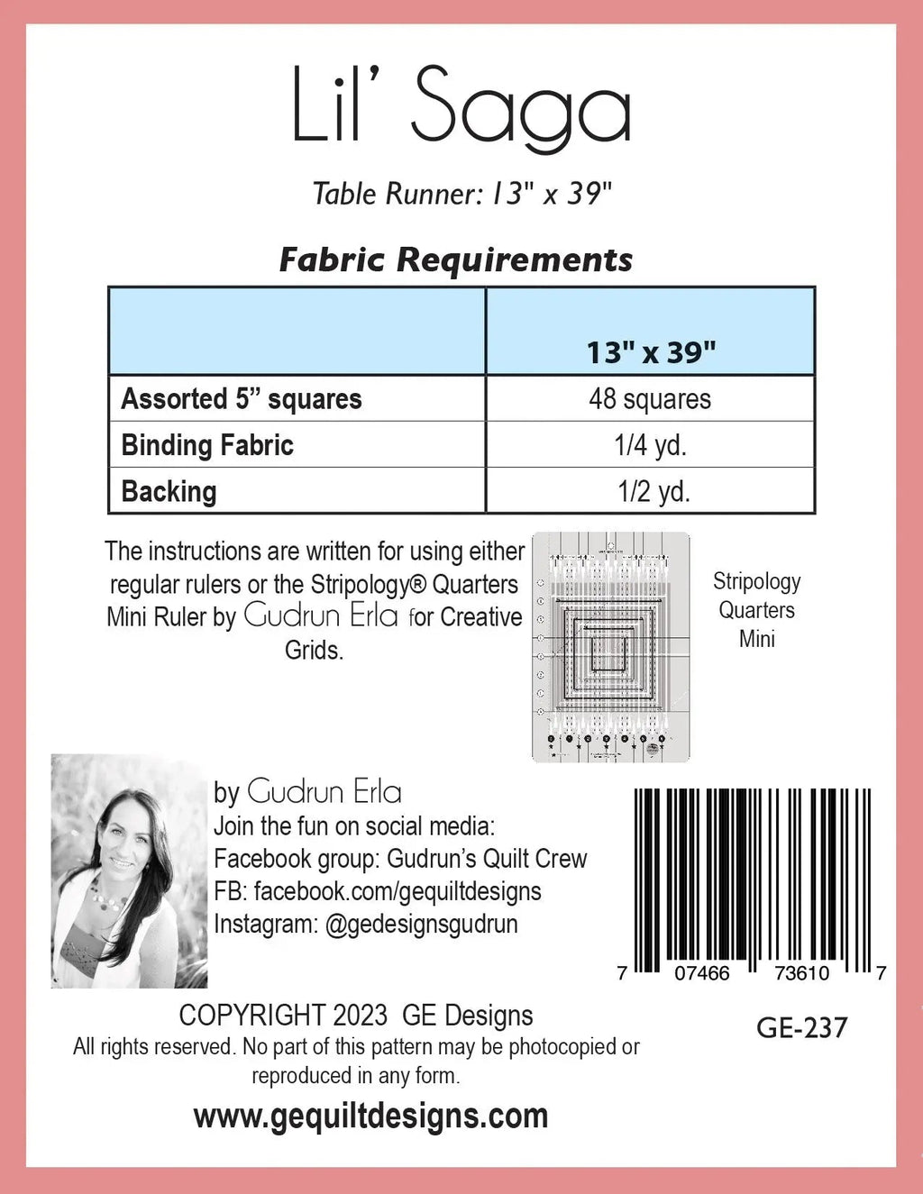 Lil' Saga - Table runner pattern 237