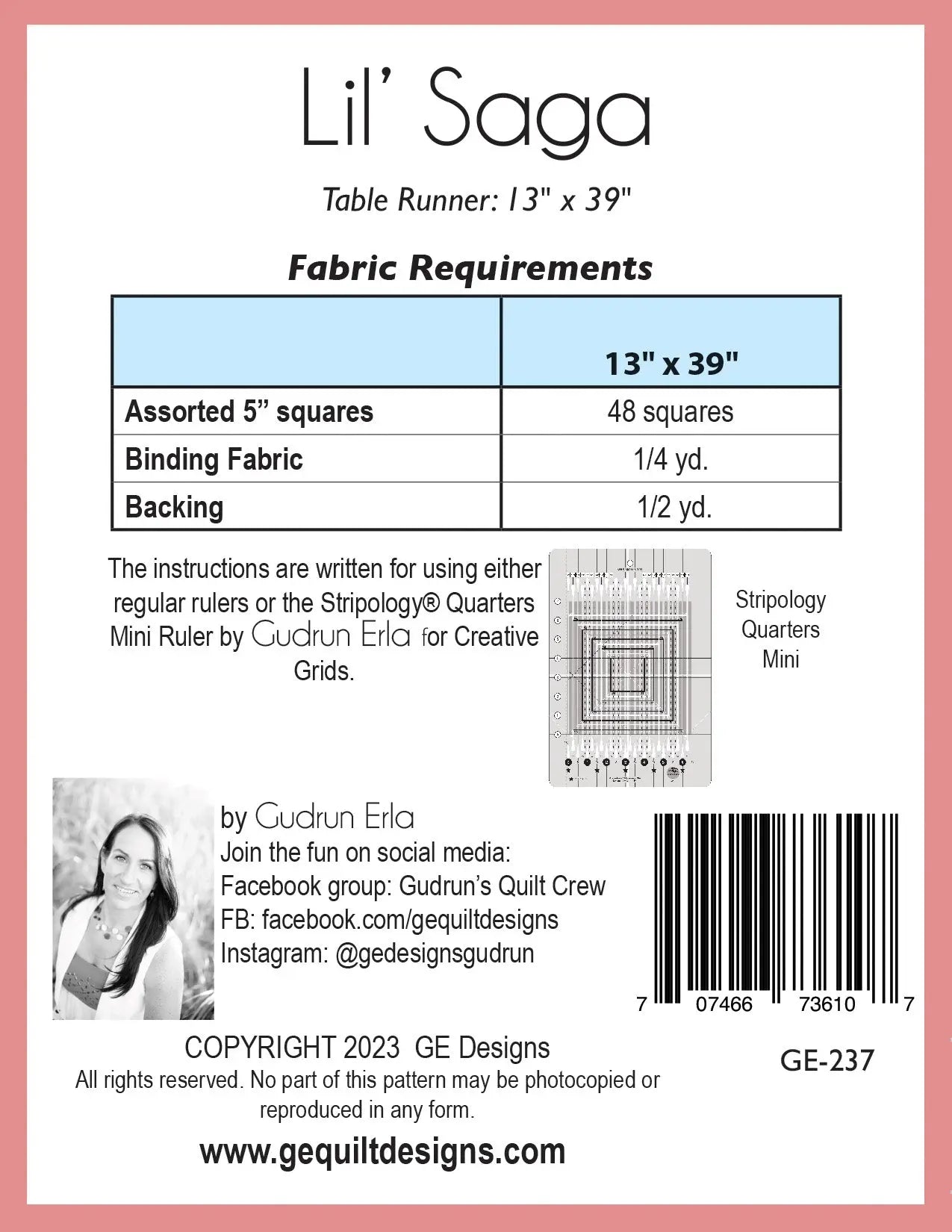 Lil' Saga - Table runner pattern 237