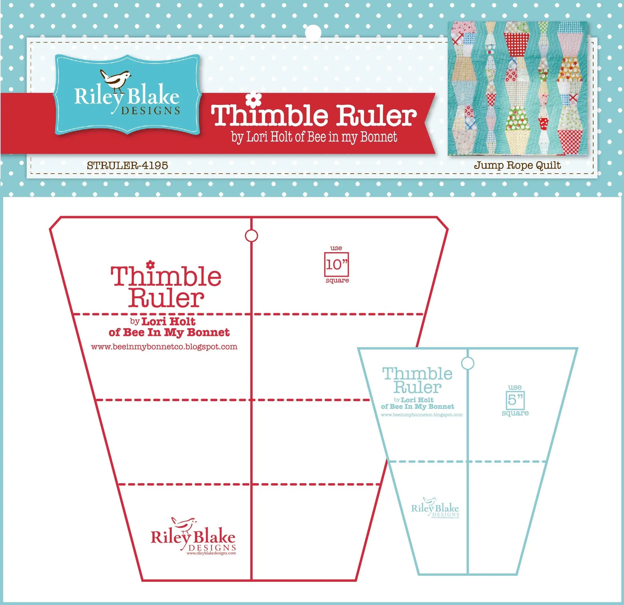 Lori Holt Thimble Rulers With 10in  and 5in  Sizes