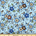 Lt Blue Happy Floral 45" Wide Cotton Fabric Per Yard