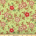 Lt Green Happy Floral 45" Wide Cotton Fabric Per Yard