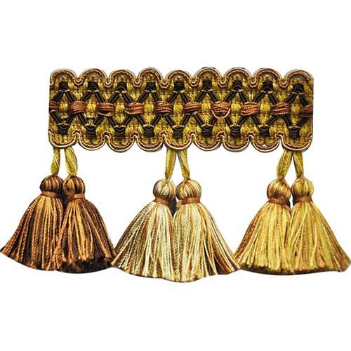 Luxury Double Tassel Fringe Trim, 3.5" X 5 Yards  – Vintage Decorative Upholstery, Curtain Tassel Trim