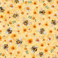 Melon Sunflower Serenade Sunflowers And Bumblebees Cotton 44/45 Fabric Per Yard