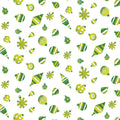 Meowy Christmas - Fa La La Ornaments - Green/White 44" / 45" Fabric Per Yard