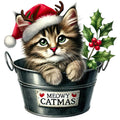 Meowy Christmas Fabric Panel 1
