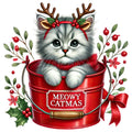 Meowy Christmas Fabric Panel 14