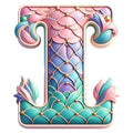 Mermaid Letter I Fabric Panel