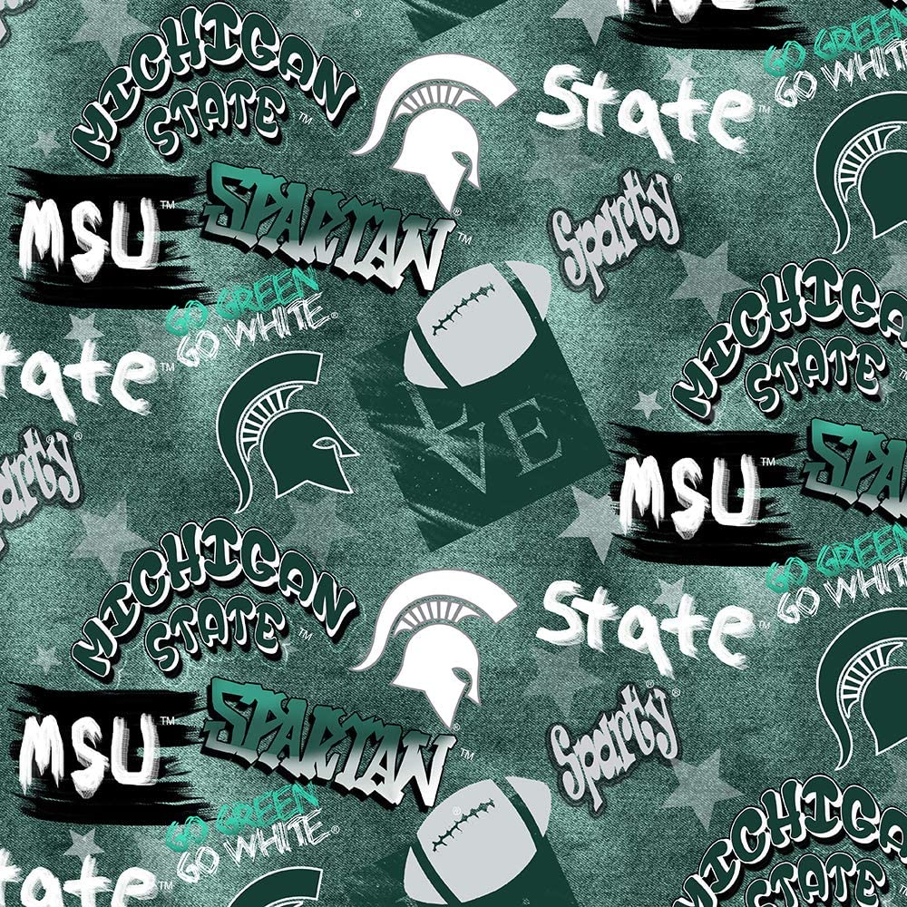 Michigan State Spartans - Graffiti 44"/45" Fabric per yard