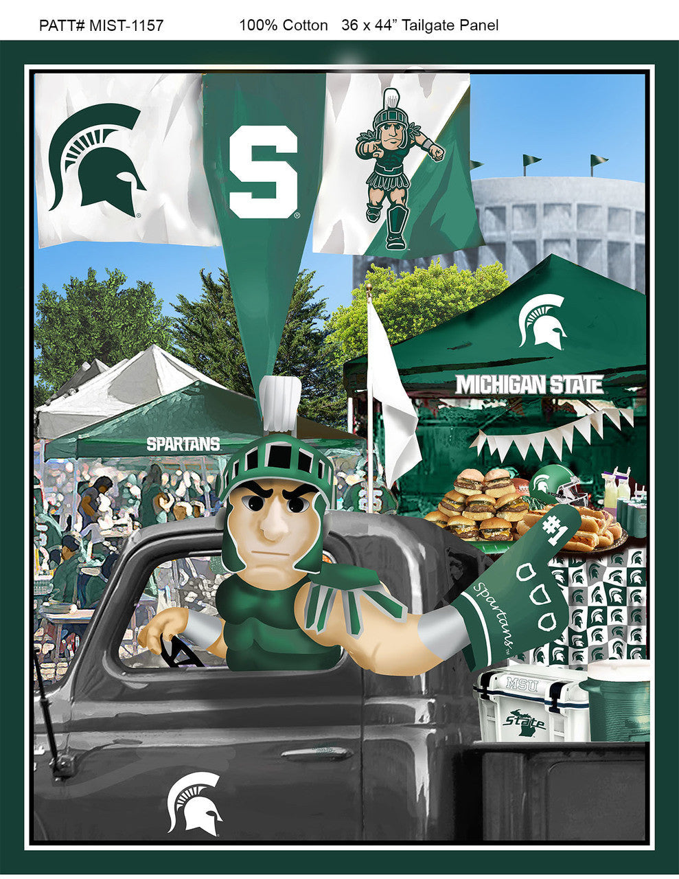 Michigan State Spartans - Tailgate Panel 44"/45" Fabric per yard