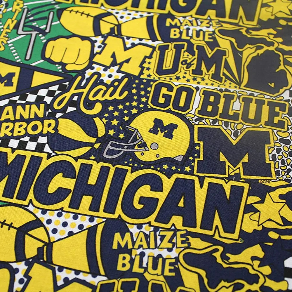 Michigan Wolverines - Pop Art 44"/45" Fabric per yard