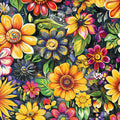 Midnight Bouquet Quilt Back - Groovy Garden 108" wide Fabric per yard