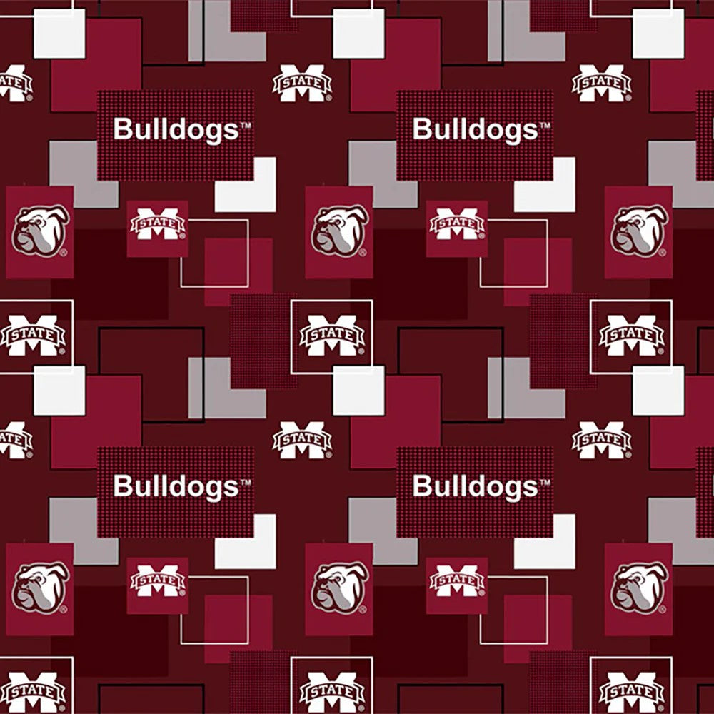 Mississippi State Bulldogs - Block Allover 44"/45" Fabric per yard