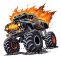 Monster Truck Crushes Fabric Panel 10