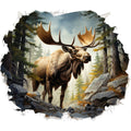 Moose Breaking Through Fabric Panel 12