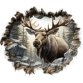 Moose Breaking Through Fabric Panel 3