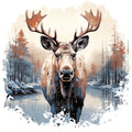 Moose in Winter Fabric Panel 1