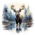 Moose in Winter Fabric Panel 3