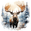 Moose in Winter Fabric Panel 5