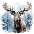 Moose in Winter Fabric Panel 6