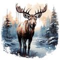 Moose in Winter Fabric Panel 8