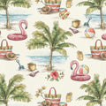 Multi Beach Vintage Summer 43"/44" Cotton Fabric Per Yard