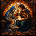 Nativity Stained Glass Fabric Panel 2