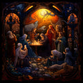 Nativity Stained Glass Fabric Panel 4