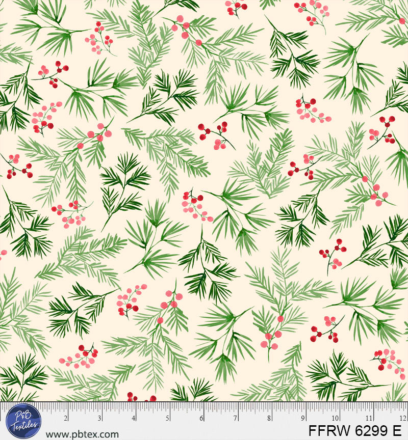 Natural First Frost Pine Spring 108" Cotton Fabric Per Yard