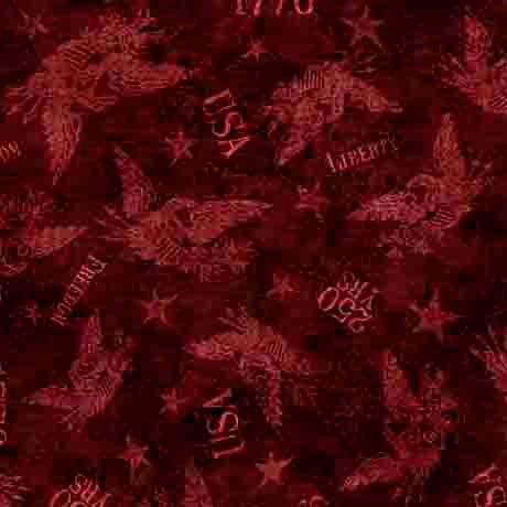 Garnet Tonal American Eagle 1776 Cotton 44"/45" Fabric Per Yard