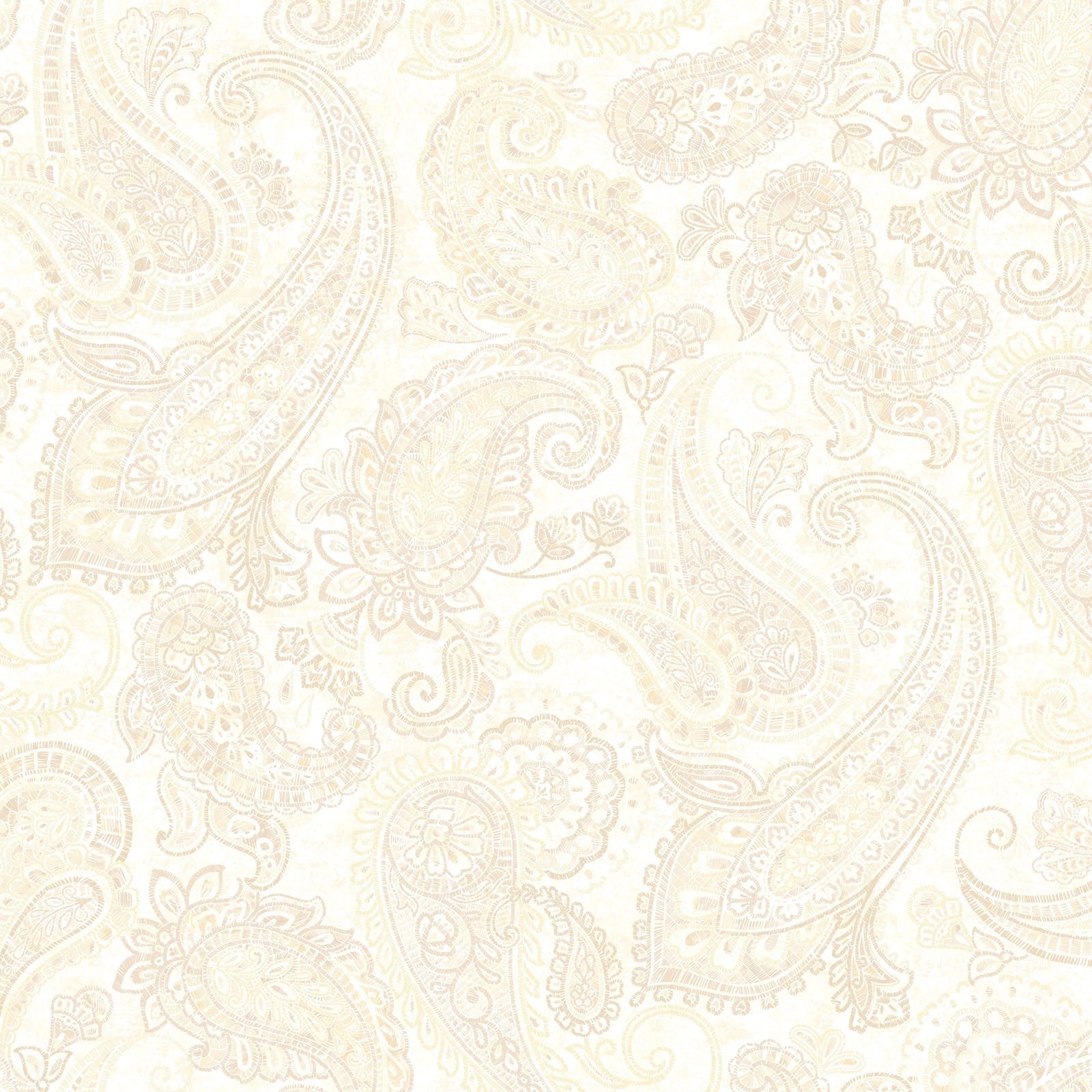 Natural Parkside Large Embroidered Paisley Cream Wideback Fabric Per Yard