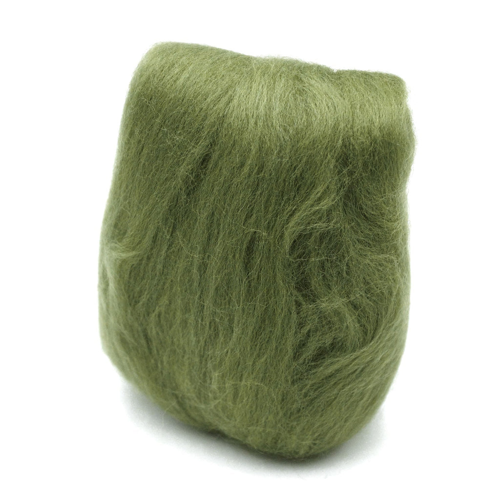 Natural Wool Roving (Moss Green)