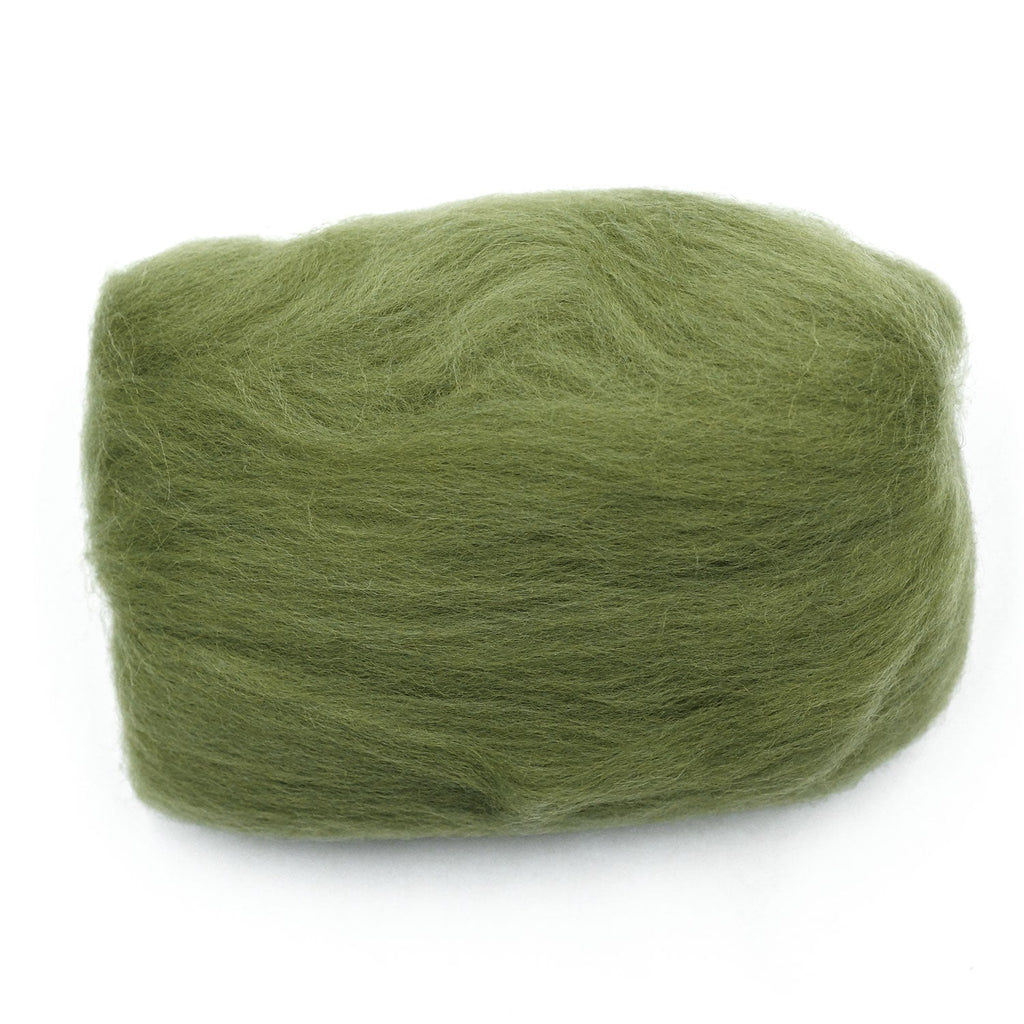 Natural Wool Roving (Moss Green)
