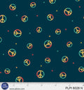 Navy Blue Rainbow Peace Symbol Peace, Love, Pickleball Cotton 44/45 Fabric Per Yard