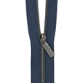 Navy #3 Nylon Gunmetal Coil Zippers: 3 Yards with 9 Pulls