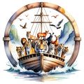 Noah's Ark Round Fabric Panel 16