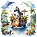 Noah's Ark Round Fabric Panel 3