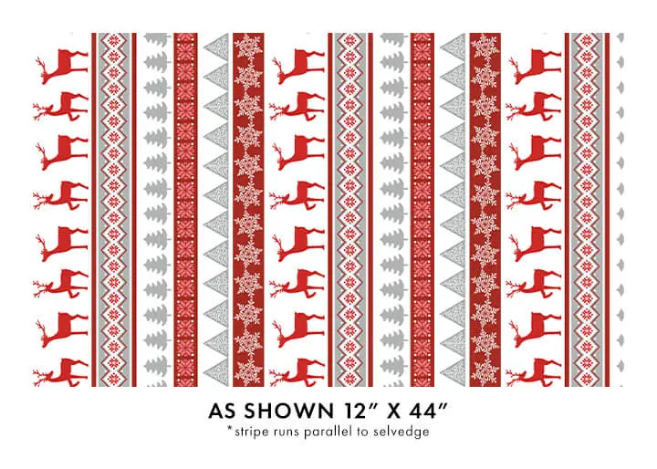 Nordic Cabin - Deer Stripe - Red 44" / 45" Fabric Per Yard