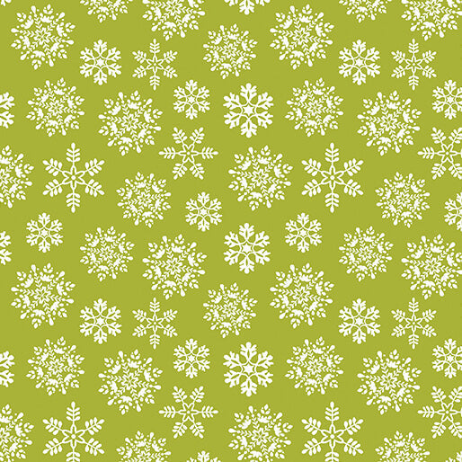 Nordic Cabin - Snowflakes - Lime 44" / 45" Fabric Per Yard