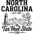 North Carolina Black and White Fabric Panel