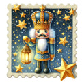 Nutcracker Postage Stamps Fabric Panel 12