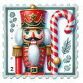 Nutcracker Postage Stamps Fabric Panel 18