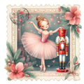 Nutcracker Postage Stamps Fabric Panel 3