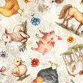 Oatmeal Farm Animal Toss Lil Farmers Cotton 44"/45" Fabric Per Yard